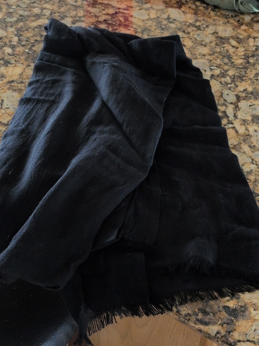 Black Lightweight Scarf - Soft Fringed Edge